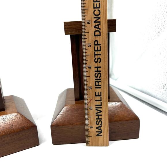 Vintage MCM Paired Wooden CandleStick Holders Square Clean Lines - Picture 10 of 10